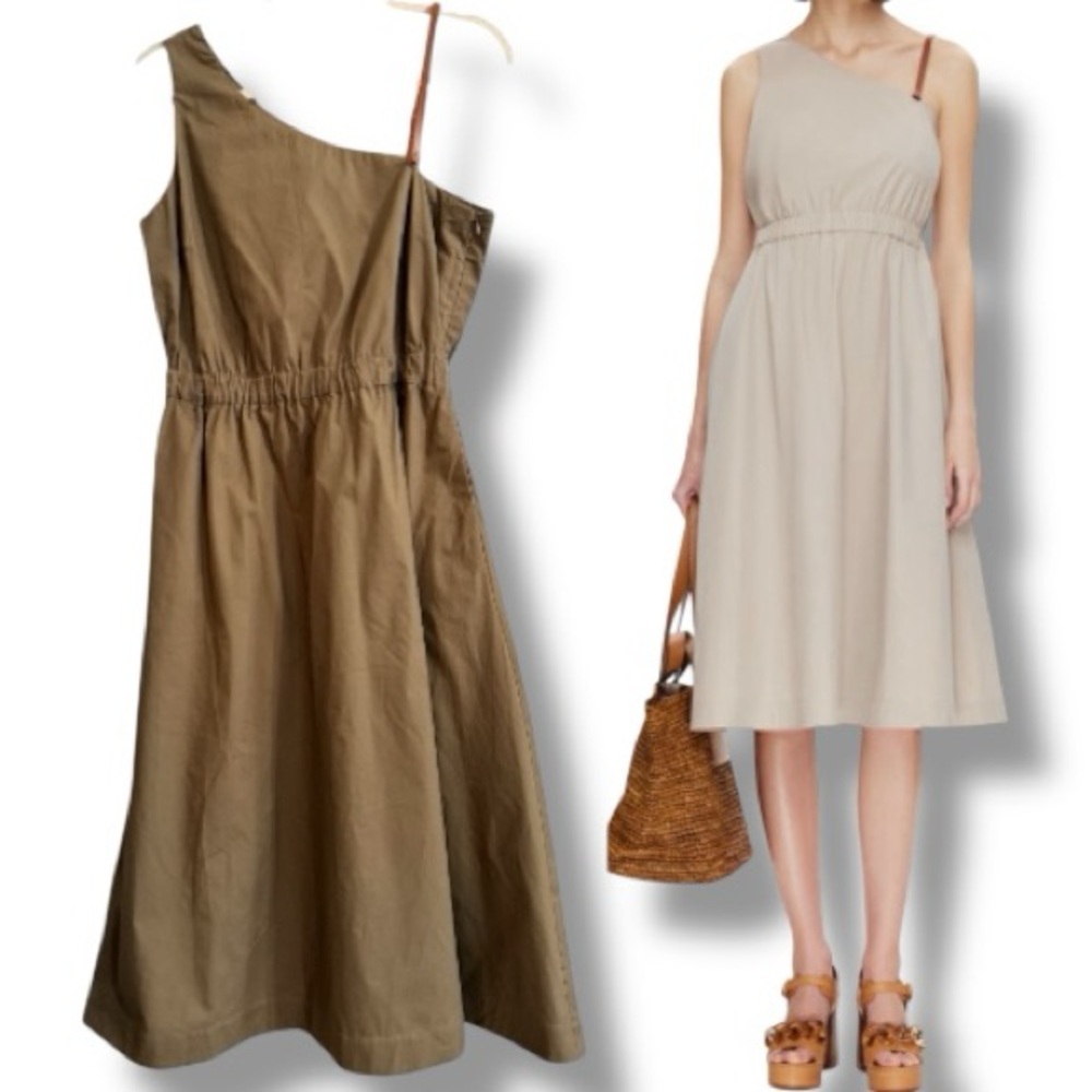 Lorena Antoniazzi Asymmetrical Shoulder Midi Dress Size 44 US Medium